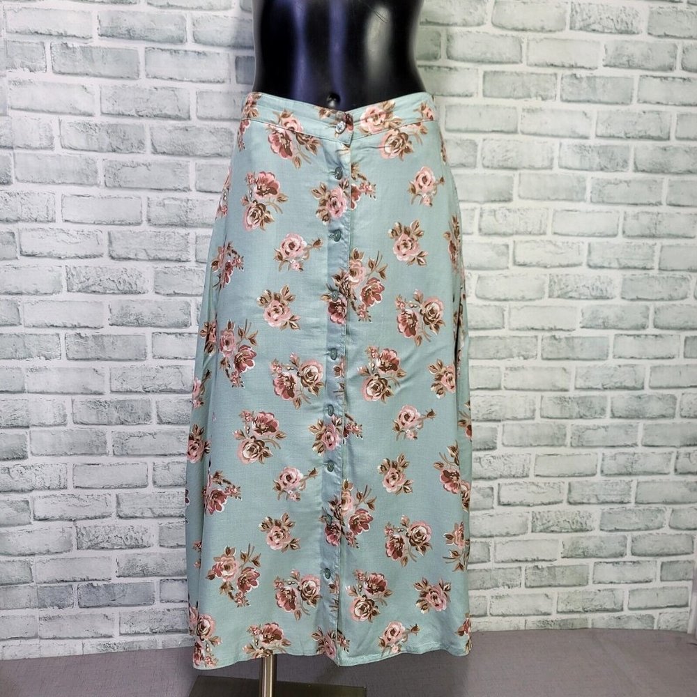 Vintage 90s Y2K Jantzen Petite 10P Cottagecore Floral Broomstick Midi Skirt